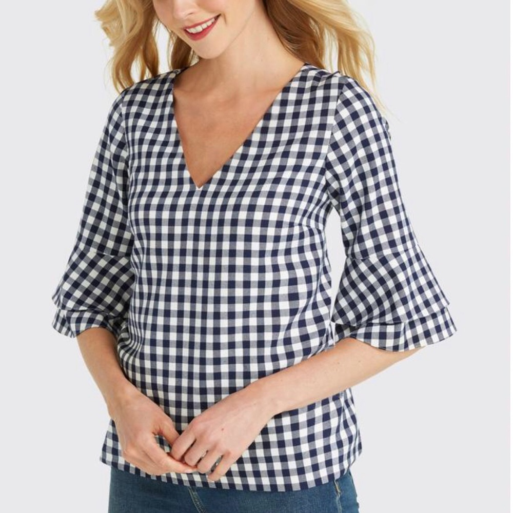NWT Draper James gingham bell sleeve top